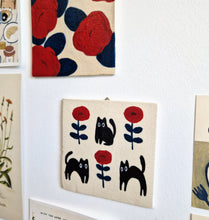 Load image into Gallery viewer, Nº001 red flower cats | HAND PAINTED TILE