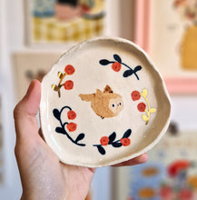 Load image into Gallery viewer, Nº260 owl with roses | PASTRY PLATE with gold