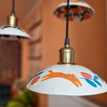 Load image into Gallery viewer, orange cats & rosé flowers | LAMP SHADE