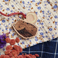 Load image into Gallery viewer, bat ornaments | on cherry wood