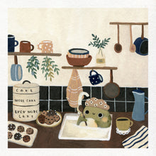 Load image into Gallery viewer, Frog bathes in the kitchen | FINE ART Giclée print