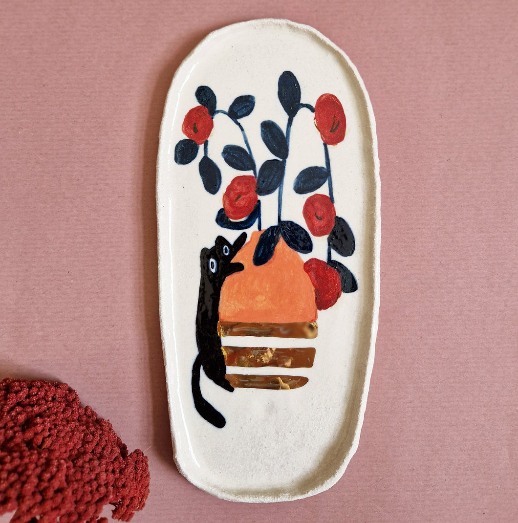 Nº317 cat vase | PASTRY PLATE with gold