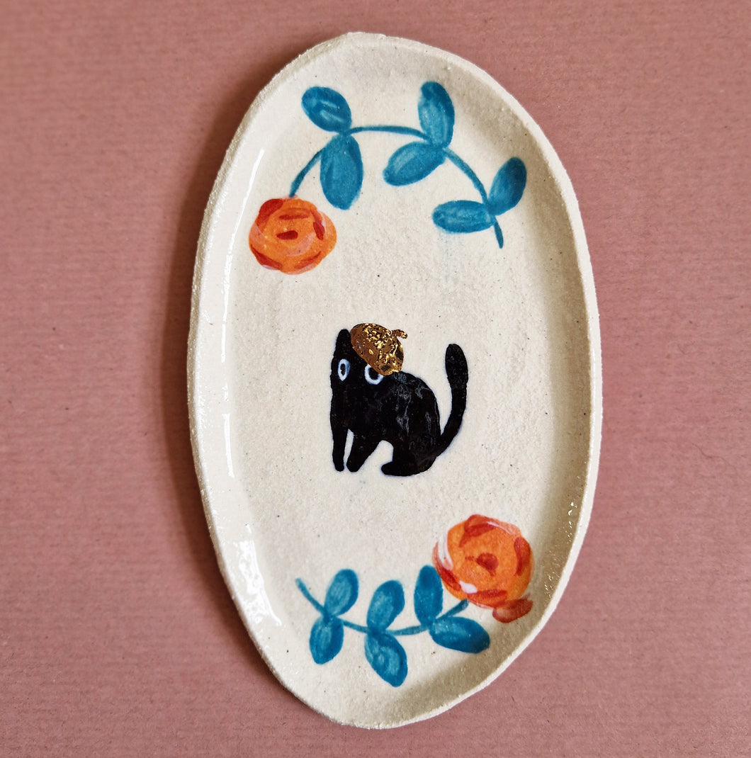 Nº318 french cat | PASTRY PLATE with gold