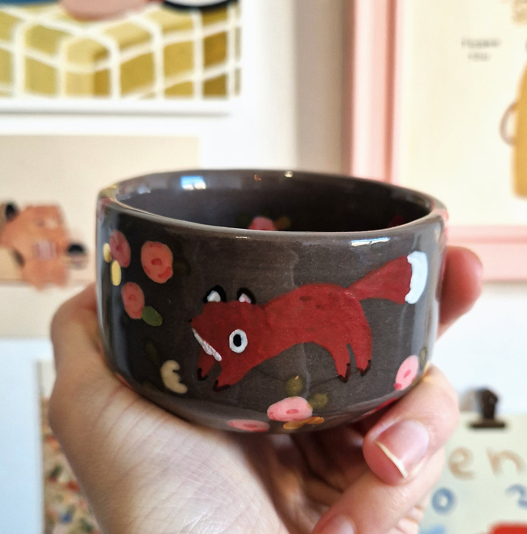 Nº267 fox and hare | DARK CUP with gold
