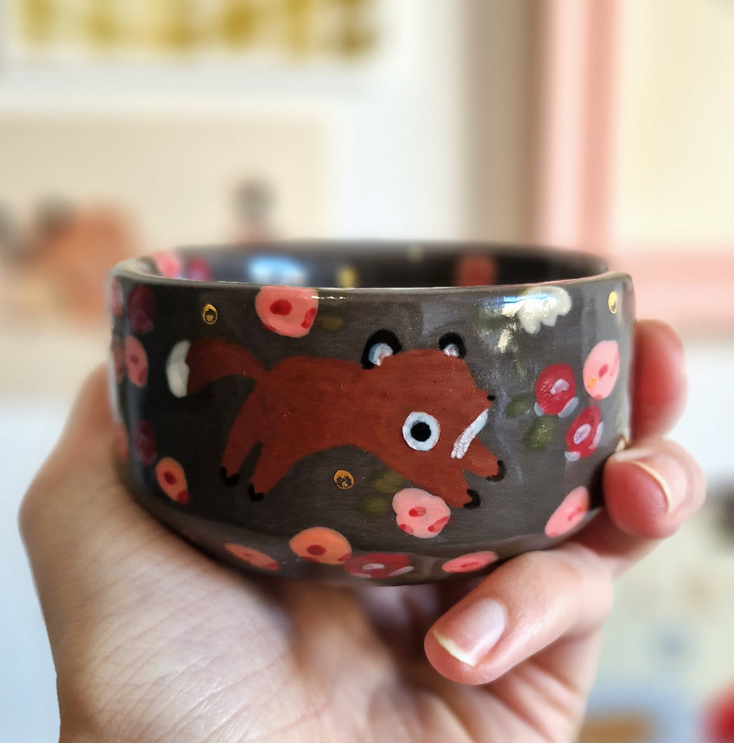 Nº266 fox and hare | DARK CUP with gold