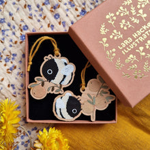 Load image into Gallery viewer, bumblebee ornaments | on cherry wood
