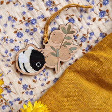 Load image into Gallery viewer, bumblebee ornaments | on cherry wood
