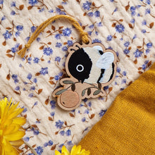 Load image into Gallery viewer, bumblebee ornaments | on cherry wood
