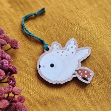 Load image into Gallery viewer, owl ornaments | on cherry wood
