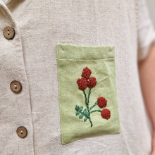 Load image into Gallery viewer, hand embroidered bumblebee | LINEN WAISTCOAT
