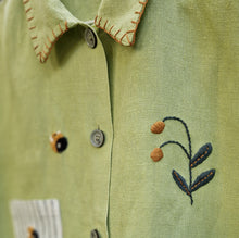 Load image into Gallery viewer, hand embroidered bumblebee | LINEN WAISTCOAT
