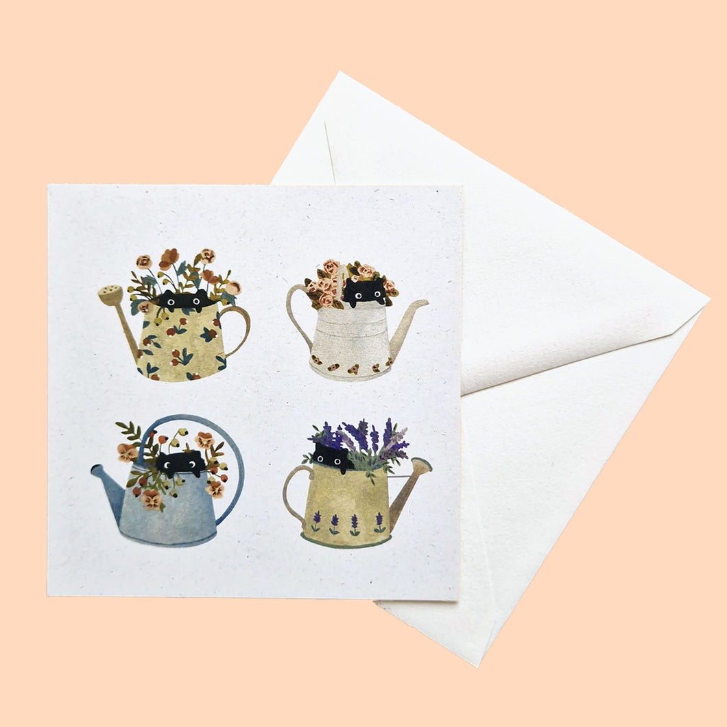 watering can cats | Postcard