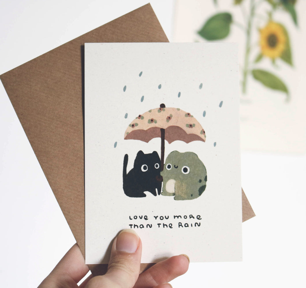 Love you more than the rain | Postcard