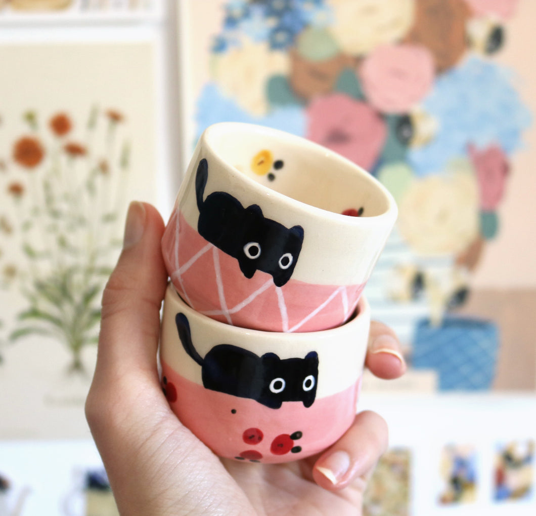 Nº91 lined cats | PINK MINI CUP