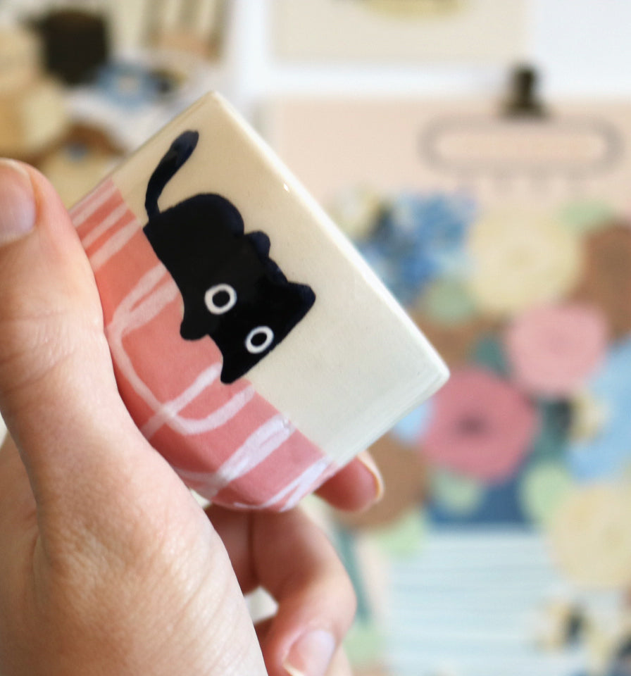 Nº90 lined cats | PINK MINI CUP