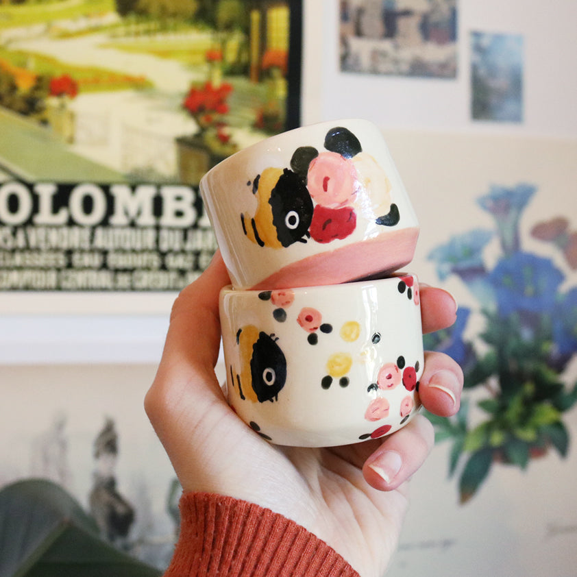 Nº117 flower bumblebees | PINK MINI CUP