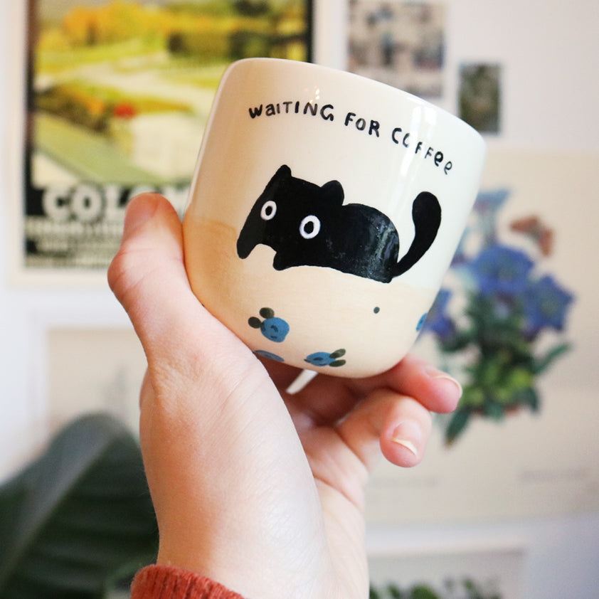 Nº161 waiting for coffee cat | BEIGE CUP